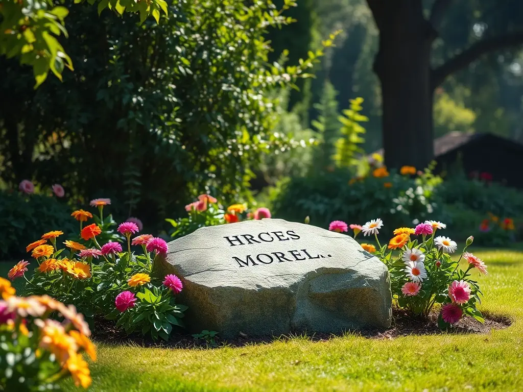 An image of a hand gently placing a flower on a memorial, representing remembrance and honoring loved ones through compassionate support.
