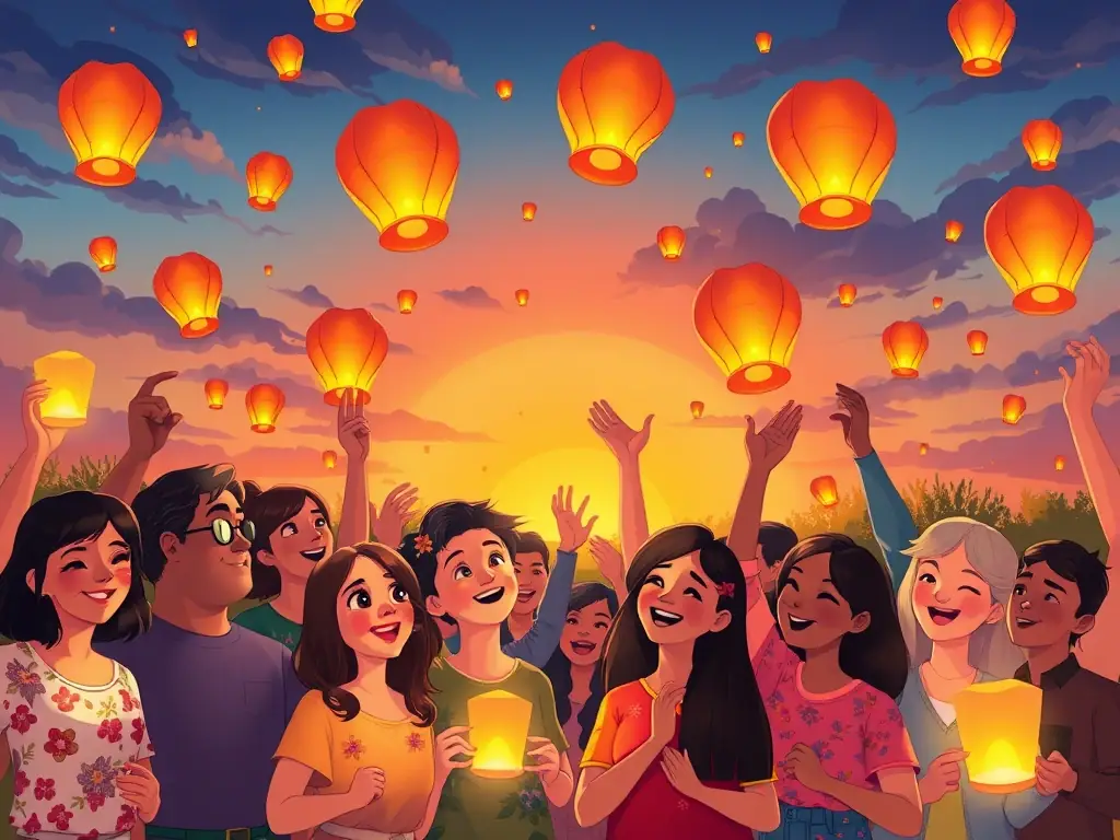 A vibrant image capturing a celebration of life event at Sunset Chapels®, showcasing joyful remembrance and honoring the deceased's legacy.